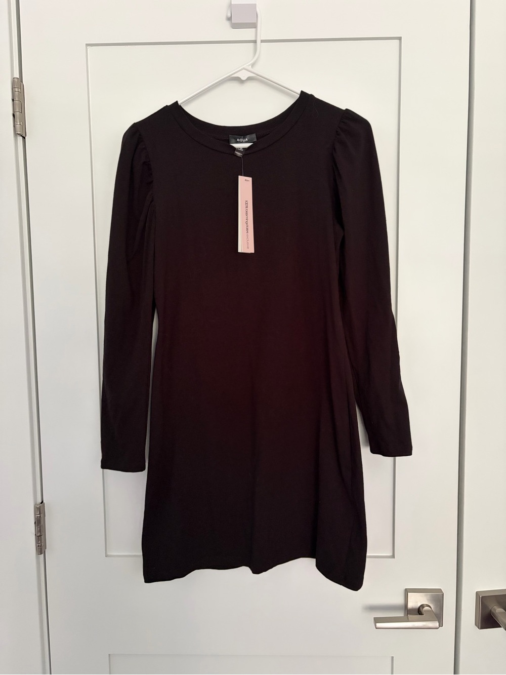 Aqua Black Long-Sleeve Mini Dress